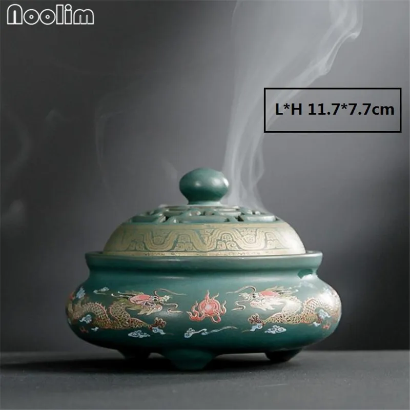 A Керамическая Cloisonne ладан горелка ремесленные украшения спиральный ладан держатель печь для ароматерапии креативный Домашний номер аромат - Цвет: A