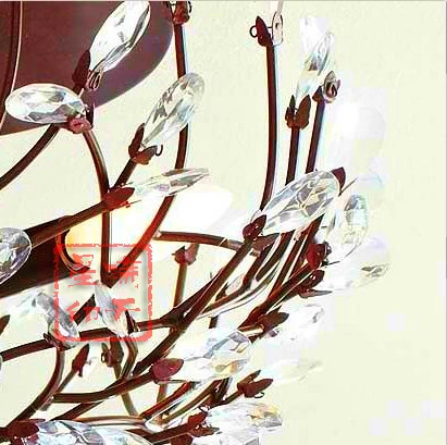 American Vintage Iron Crystal Ceiling Nordic IKEA branches creative personality aisle lighting lamps bedroom den |