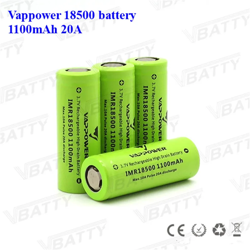 3 7 V 1100Mah IMR18500 литиевая аккумуляторная батарея Vappower 18500 1100mah 20A литий ионный