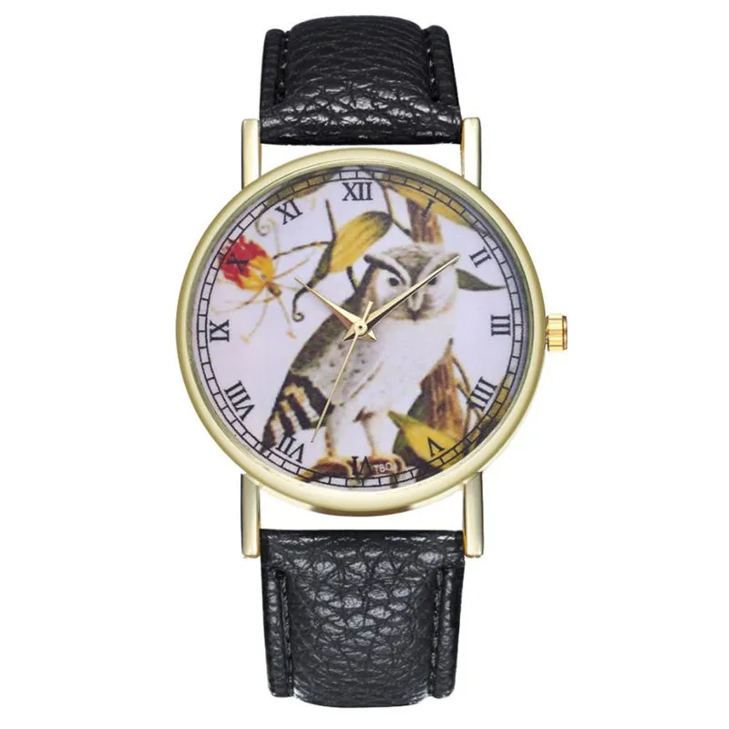 Часы женские кожаные с рисунком совы | Наручные часы