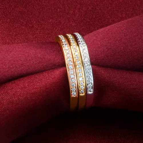 Женское Обручальное кольцо с полукреплением три комбинированных стерлингового