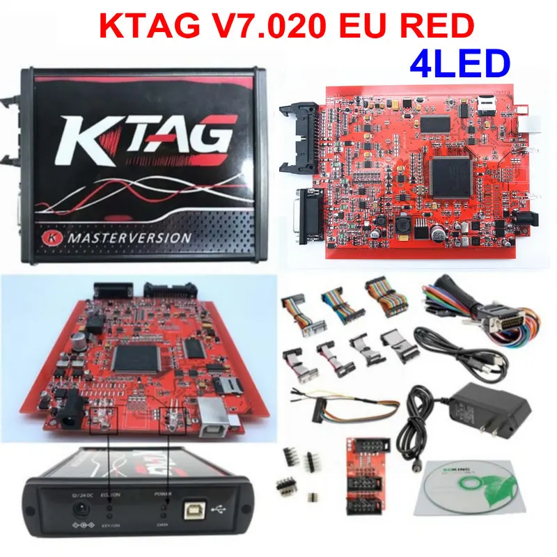 Онлайн V2.47 ЕС красный Kess V5.017 OBD2 менеджер Тюнинг Комплект KTAG V7.020 4 светодиодный Kess V2 5,017 BDM Рамка K-TAG 7,020 ECU программист