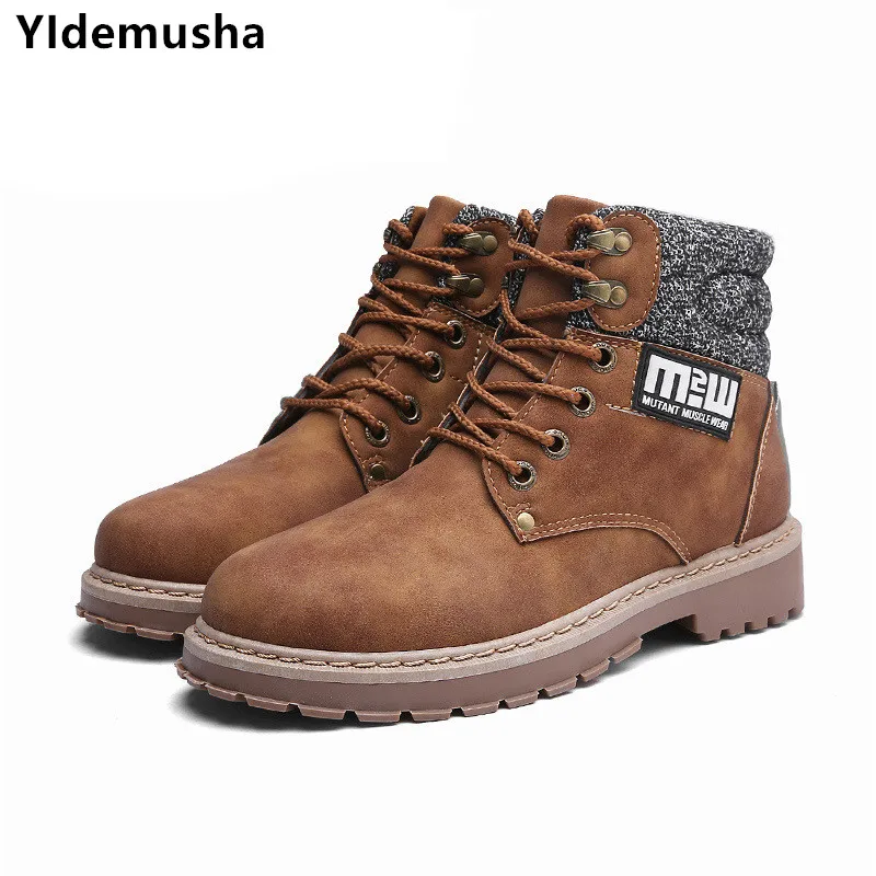 YIdemusha/2018 г. новые модные мужские ботинки Осень Зима повседневные туфли ПУ теплые