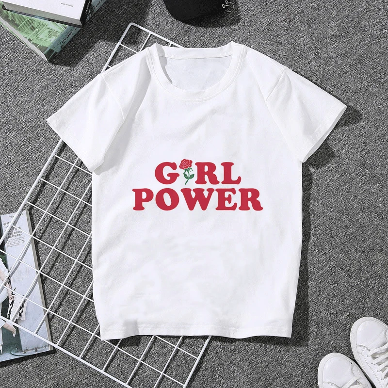 Феминистки Harajuku женские футболки феминизм grl PWR Ullzang футболка Девушка Мощность 90 s футболка с изображением гранж эстетику футболки Для женщин топы - Цвет: 2357