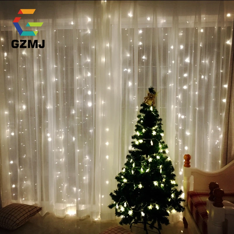 

6Mx3M New Year Christmas Garlands LED String Christmas Lights Fairy Xmas Party Garden Wedding Decoration Curtain Fairy Light