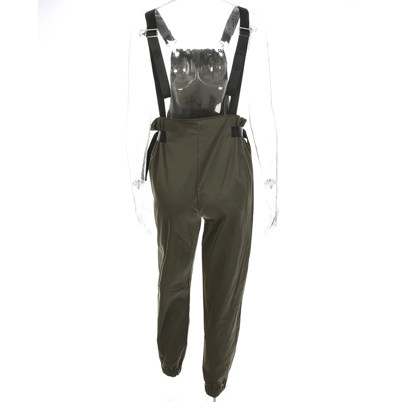 

Women zipper button suspenders Overalls for women black jumpsuit salopette femme Streetwear double pocket dungarees