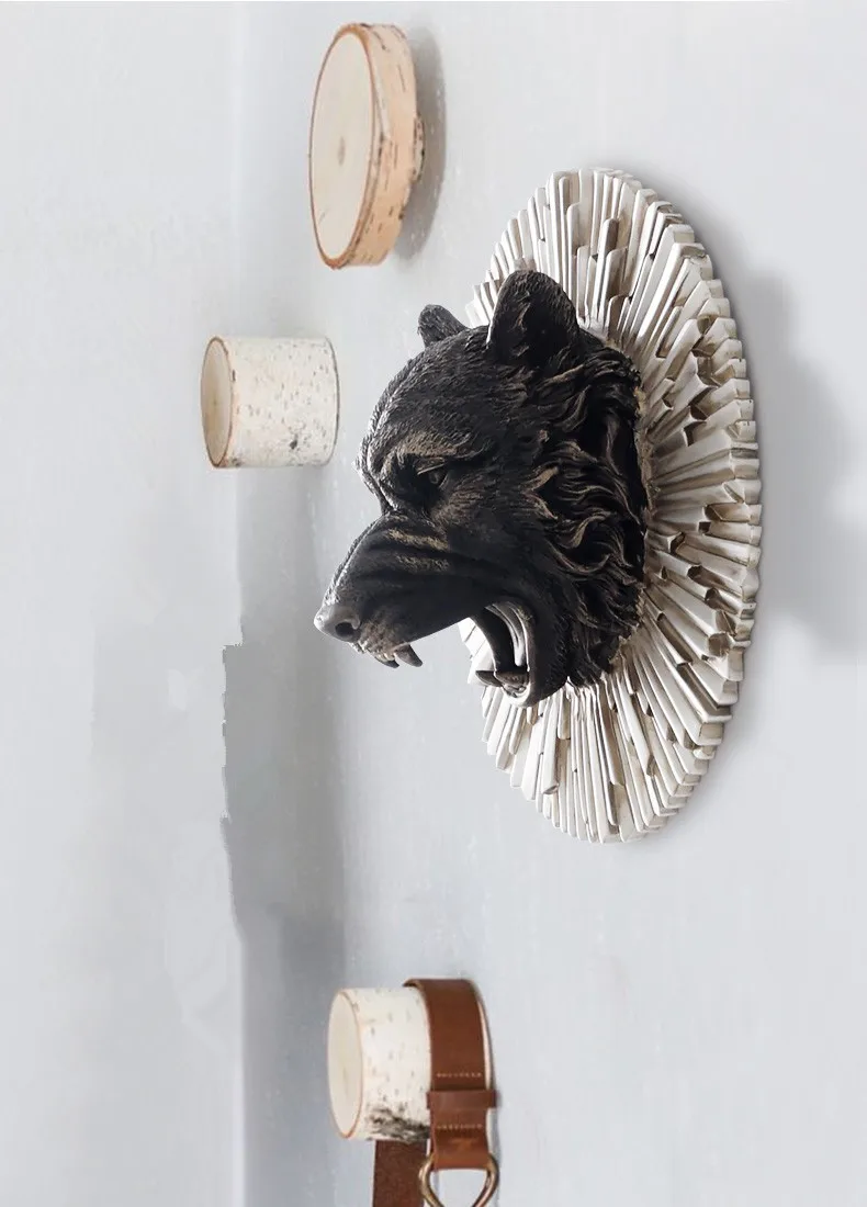 Angry Animal Head креативное украшение на стену из смолы в виде головы животного медведь/Кинг-Конг/Лев/тигр/Волк настенные подвесные украшения лучший подарок