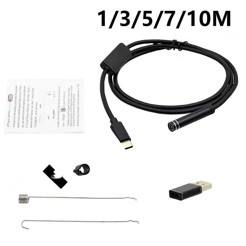 Antscope 8mm Lens Type C USB Endoscope 1/3/5/7/10M Hardwire snake pipe inspection Camera With 8 Adjustble LED broscope kamera 30 |