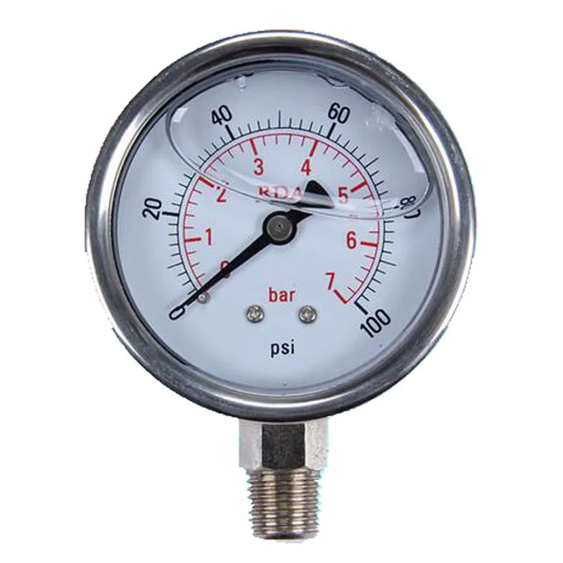SP 60 мм 0 100 psi радиальный манометр из нержавеющей стали заполненный жидкостью