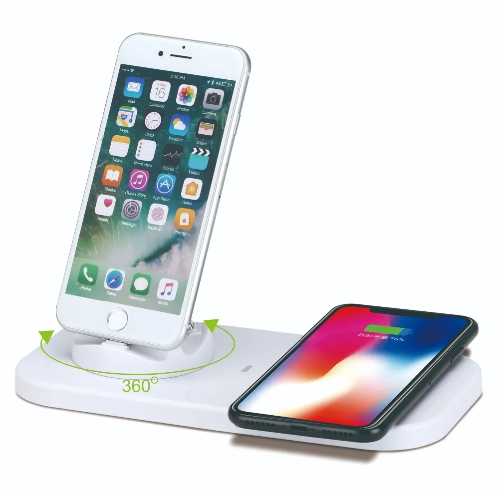 Беспроводная зарядная док станция с разъемом Lightning type C Micro USB Qi 4 в 1|Зарядные