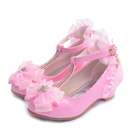 ulknn kids shoes for girl dress wedding rhinestone love heart pattern butterfly lace mary jane high heel children princess shoes