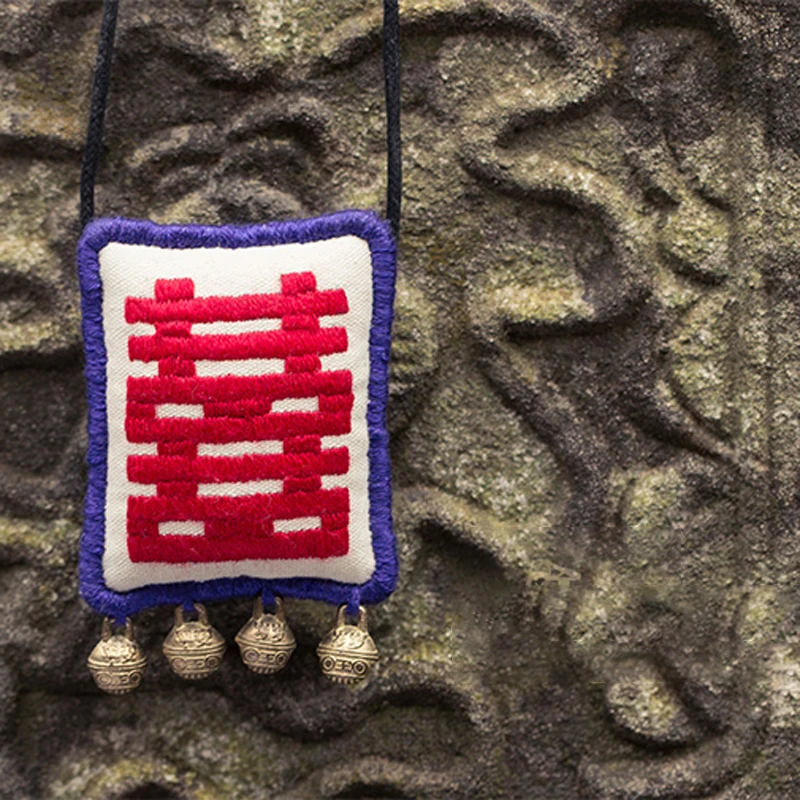 Оригинальный ручной работы вышивка цепочки и ожерелья хлопок китайское счастье