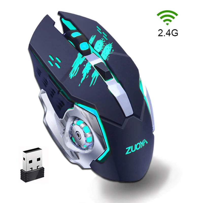Бесшумная Беспроводная игровая мышь 2 4 ГГц 3200DPI перезаряжаемая профессиональная