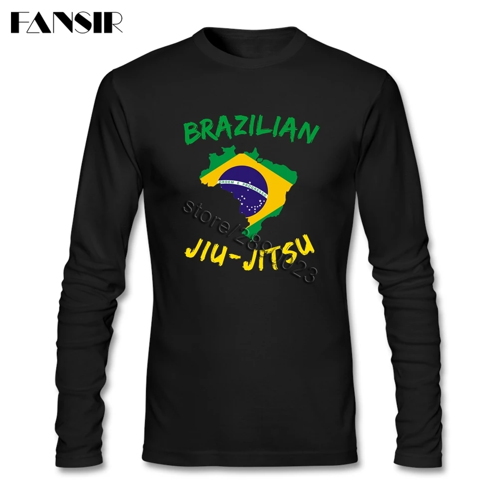 Men Tee Shirt O-neck Long Sleeve Cotton BJJ Brazilian Jiu Jitsu Novelty T Men's Мужская одежда