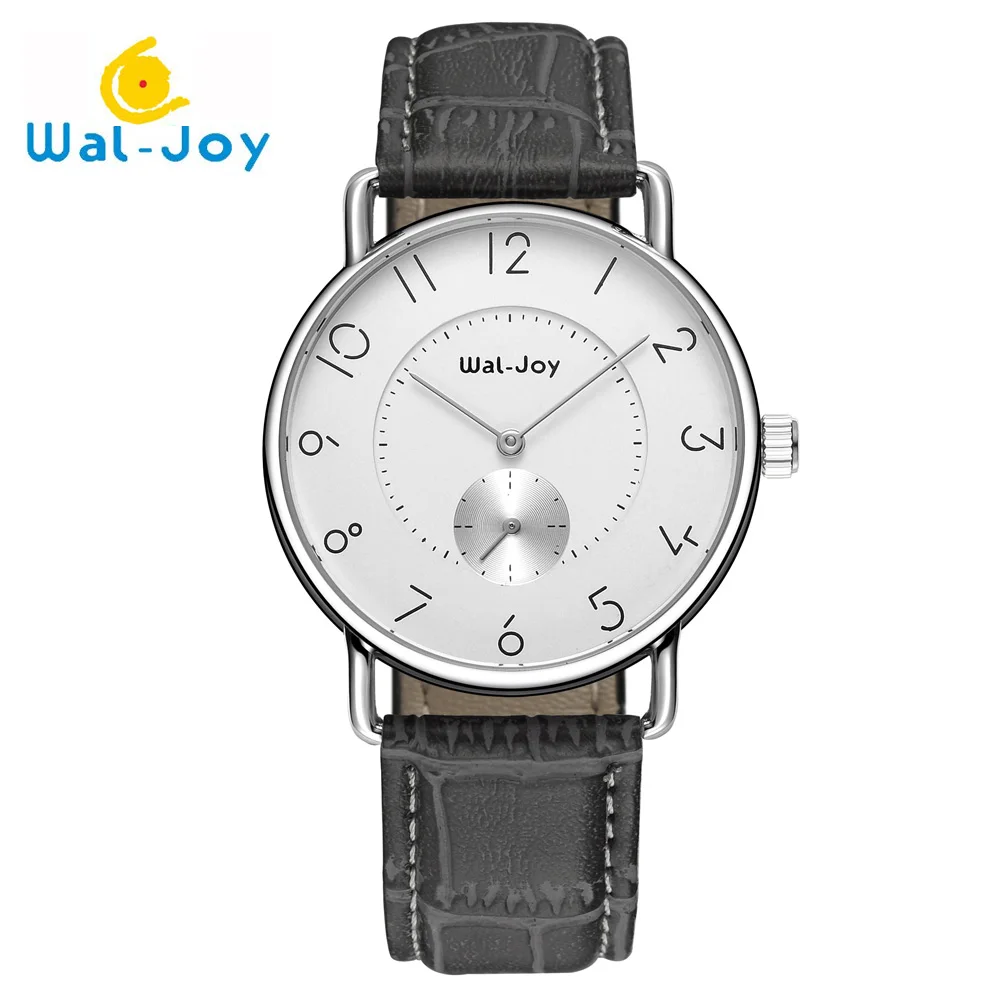 Серый Wal-Joy Брендовые мужские часы с кожаным ремешком цифровые часы повседневные кварцевые часы мужские водонепроницаемые спортивные часы минималистичные часы(8005 - Цвет: Серый