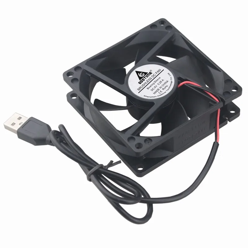 5 шт. Gdstime DC в 80 мм x 25 Компьютерный Вентилятор USB источник питания 8 см кулер для