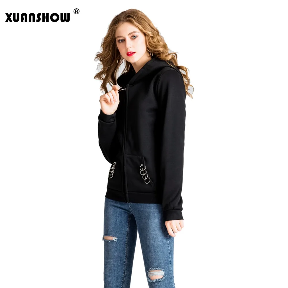 XUANSHOW 2018 Женский толстовки Кофты Длинный рукав мода Большая шляпа Харадзюку Панк