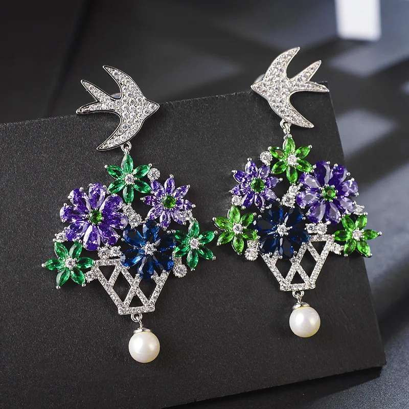 Корейские модные серьги Queen Lotus 2018 с кристаллами для женщин ювелирные изделия в