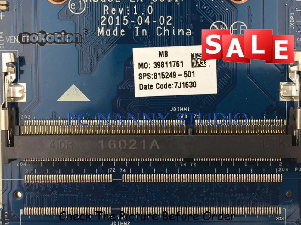 Материнская плата PANANNY для ноутбука HP 15-AC 815249-501 815249-001 ABQ52 DDR3 N3700 протестирована |