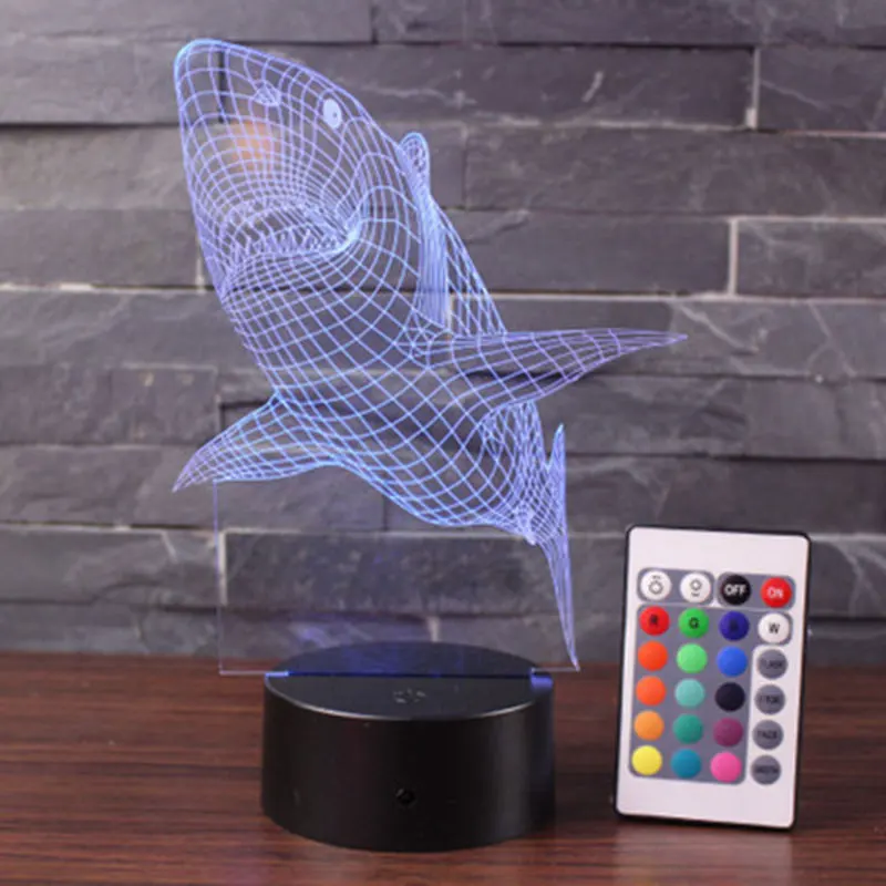 Акула тема 3D лампа светодиодный Ночной светильник 7 цветов изменить Touch Настроение лампы Новогодний подарок Dropshippping