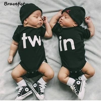 new design baby twins bodysuits short sleeve infant jumpsuits white black cotton clothes for boys girls outwear 0 24month onesie