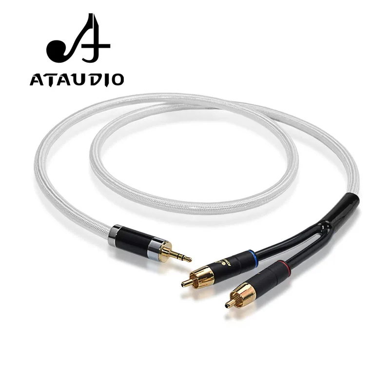 Hi Fi кабель ATAUDIO 3 5 мм на 2RCA высококачественный медный и посеребренный аудиокабель