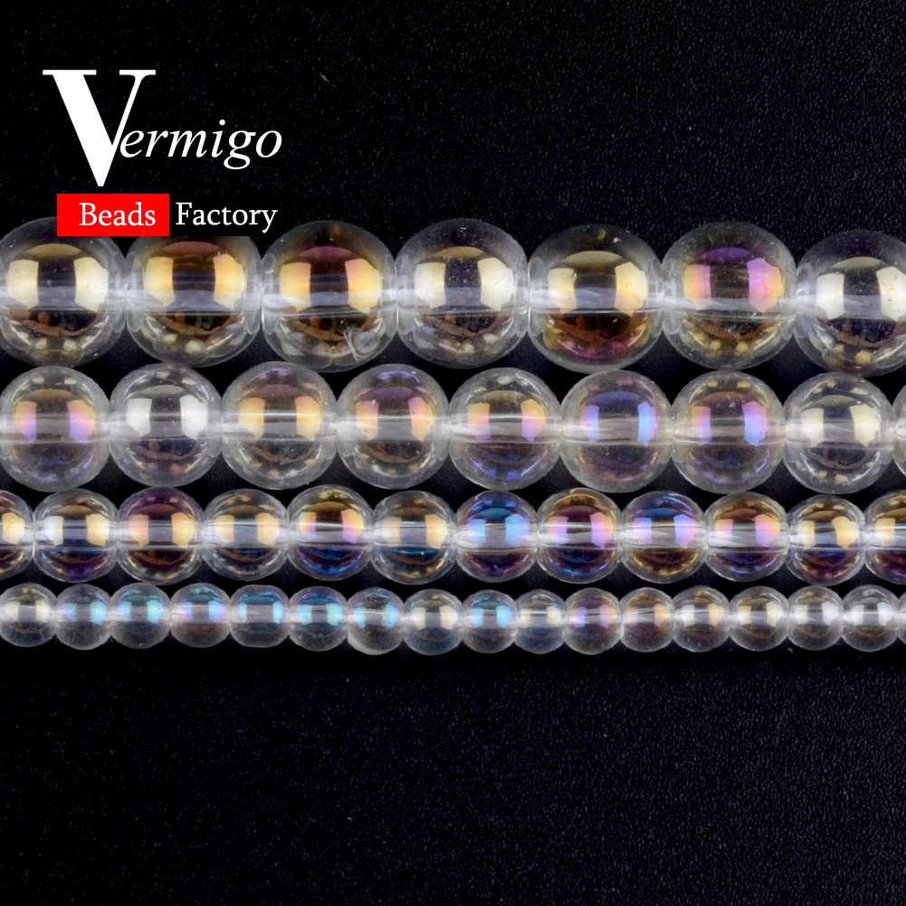 Wholesale Natural Stone Round Clear White AB Glass Crystal Loose Beads For Needlework Jewelry Making 4-12mm Diy Bracelet 15&quot | Украшения