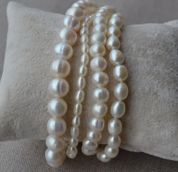 

Perfect Pearl Jewelry, White Freshwater Pearl Bracelet , 7.5inches 3-8mm 100% Real Pearl Jewelry,Fashion Women's Bracelet.