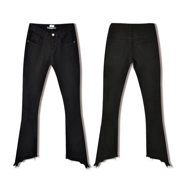 Uwback 2017 New Brand Skinny Jeans Woman Strench Bottom Ankle-Length Flare Pants Tassel Femme Plus Size 2XL CBB306 |