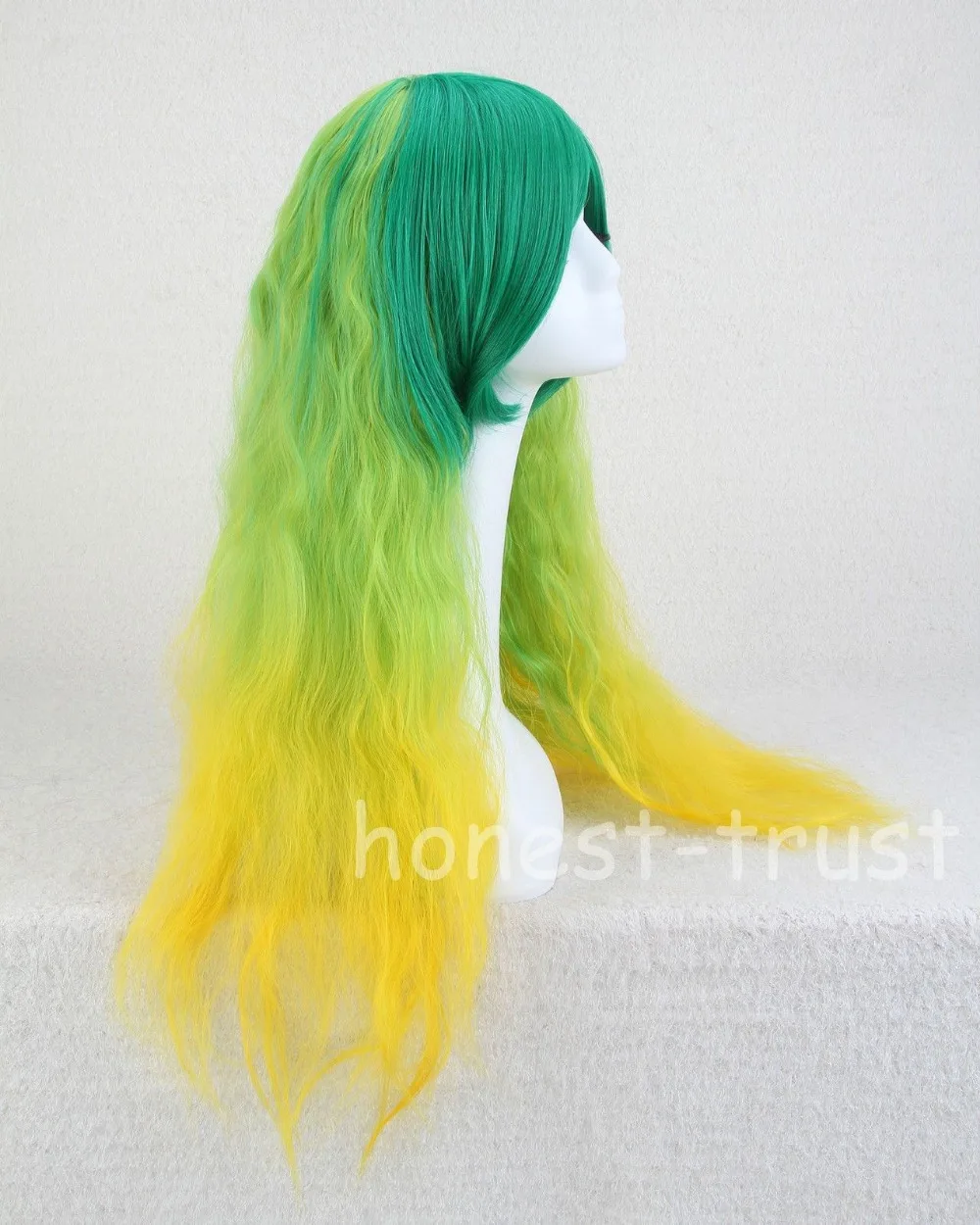 Женщины дамы Косплей Длинные Волнистые Радуга Желтый Зеленый Жаропрочных Волос