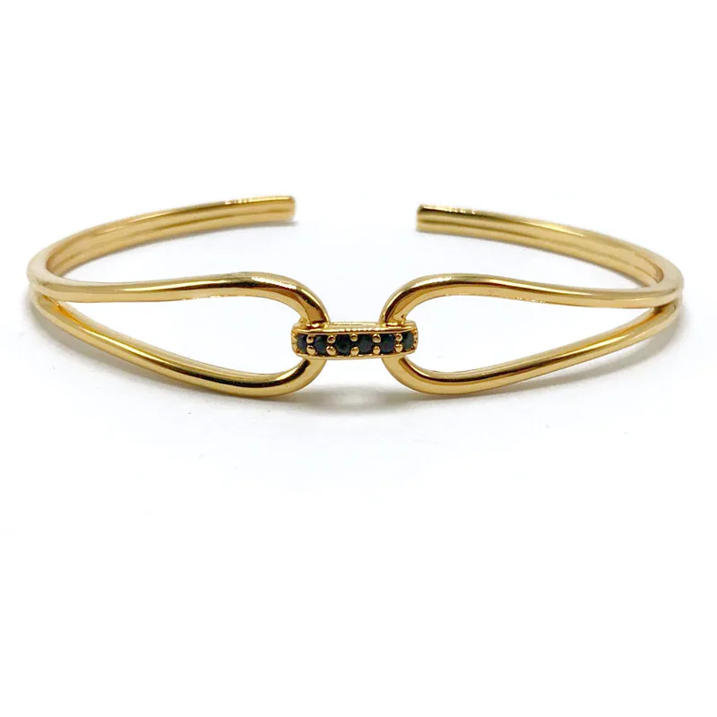 Браслет-манжета мужской/женский с микрозакрепкой золотистый/розовое