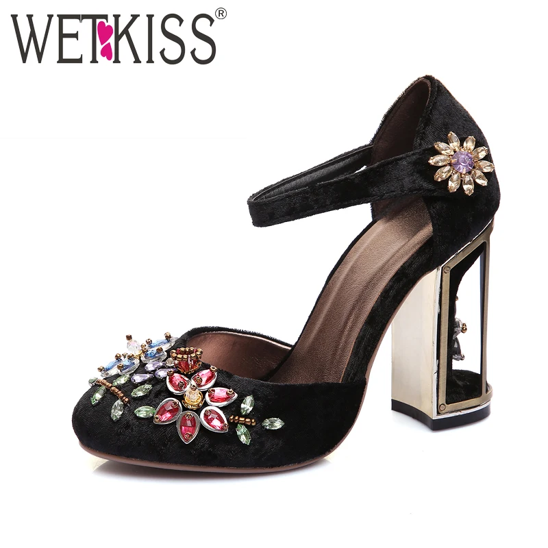 Женские винтажные туфли лодочки с вырезами на высоком каблуке|pumps big size|women pumpsshoes