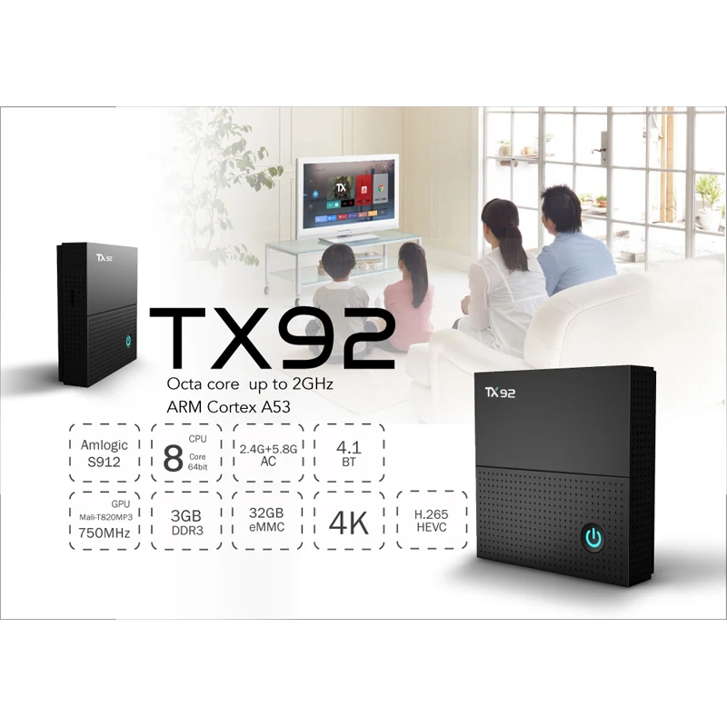TX92 Android 7 1 Smart Tv Box Amlogic S912 Восьмиядерный 3 ГБ ОЗУ 32 Гб ПЗУ Bluetooth 4 4K 1000M LAN 2 4G 5 8G двойной