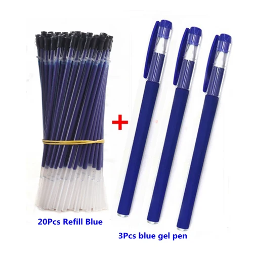 23Pcs blue set B 23 шт./компл. цвета — красный, синий, черный чернила гелевая ручка повторная заливка 0,5 мм записи обычные ручки пополнения чернил для студент, школа, офис Поставки канцелярских принадлежностей - Цвет: 23Pcs blue set B