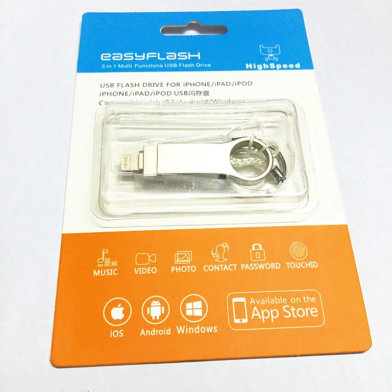Достаточный USB флеш накопитель для iPhone 7 Plus 6 6S ipad металлический HD карта памяти