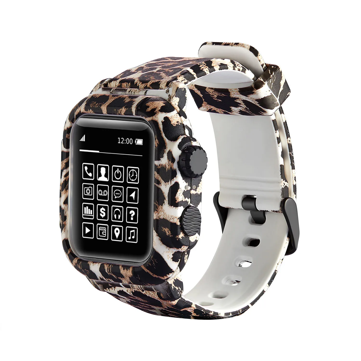Leopard Водонепроницаемый чехол для Apple Watch Band 4 iWatch Band 42 мм силиконовый ремешок 44 мм леопардовый чехол с браслетом аксессуары для умных часов - Цвет ремешка: Leopard