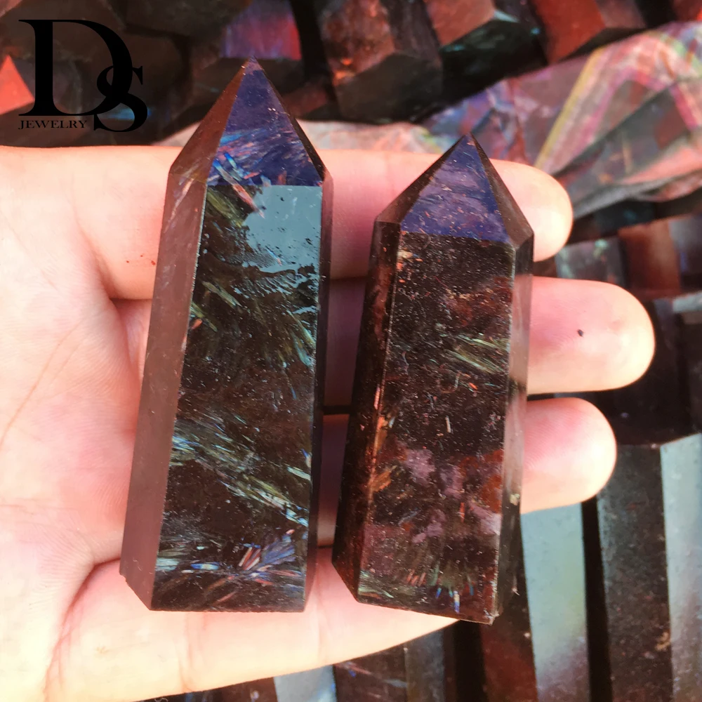DS 4 шт. натуральный астрофиллит кварц кристалл палочка ТОЧКА граненая Призма