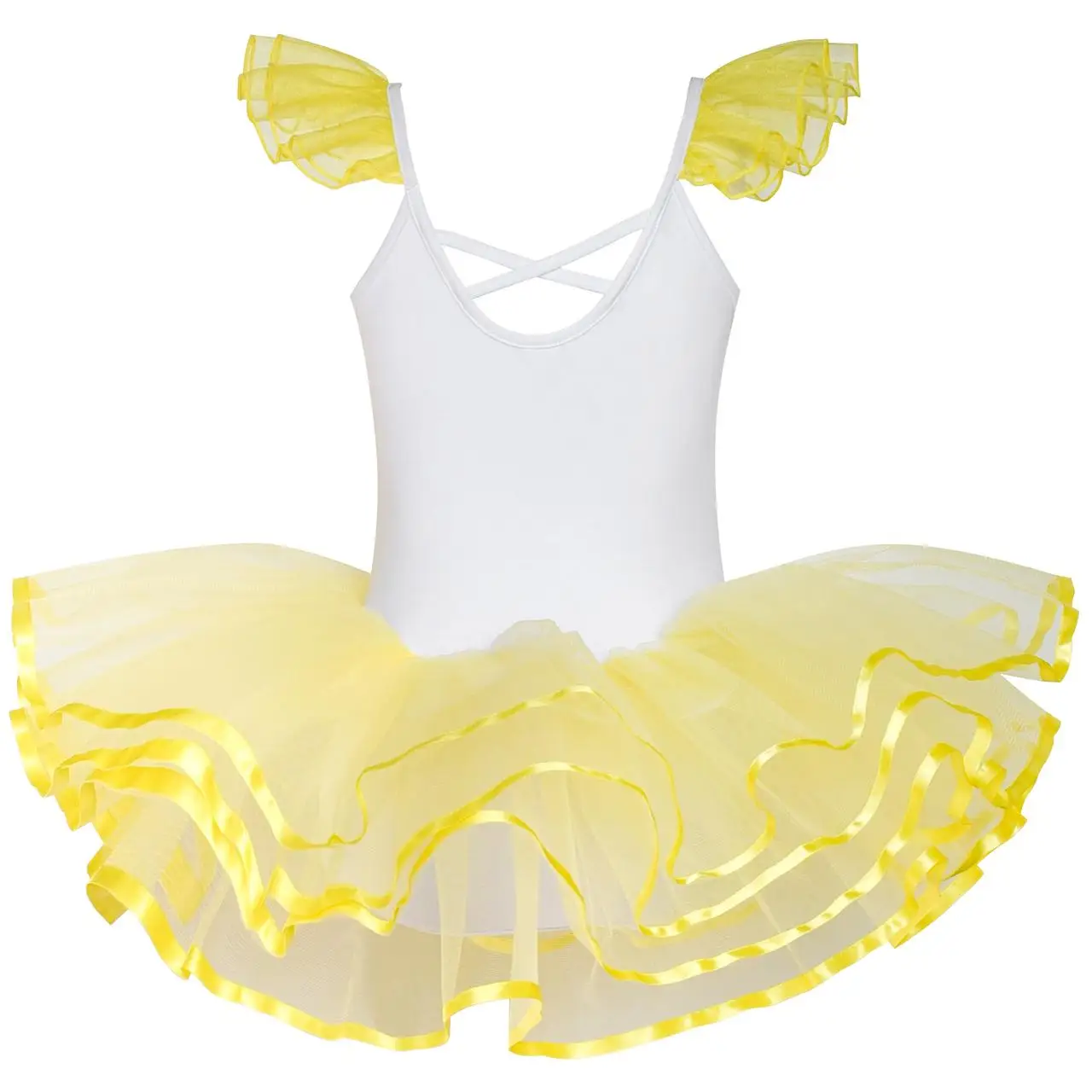 Sunny Fashion платья для девочек новогодние костюмы Милый Пачка На танцах Желтый балет