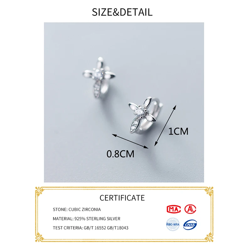 INZATT Trendy Geometric Zircon Cross Hoop Earrings Charm 925 Sterling Silver Fine Jewelry For Women Birthday Party Accessories | Украшения
