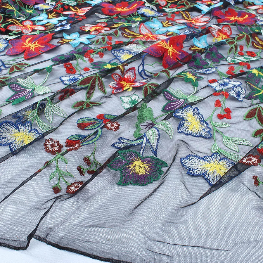 Тяжелый вышитый красный цветок кружева чистая ткань Цветочная вышивка свадебное