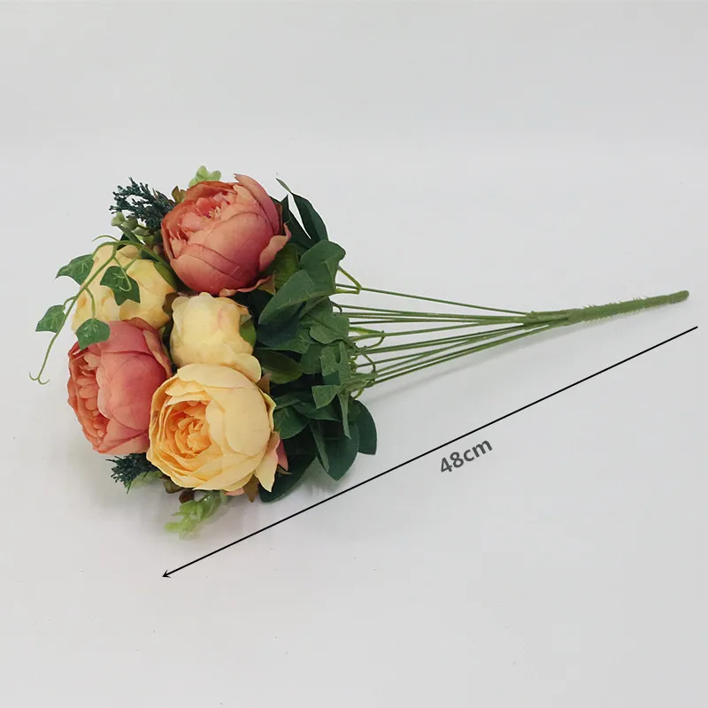 Flone Hight Quality Silk Flower European Peony Bouquet Artificial Flowers Fake Leaf Wedding Home Party Decoration | Дом и сад