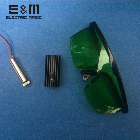 E&M 100mW 405nm Blue Violet Laser Adjustable Focus Head Engraving Cutting Focal Length DIY Module with Radiator Protective Glass