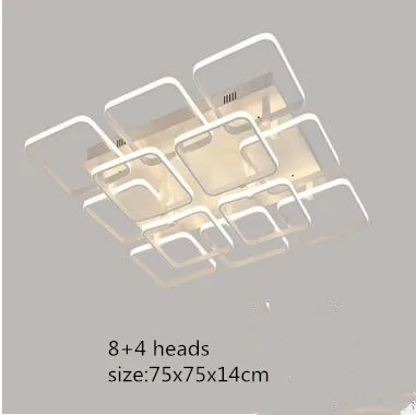 12heads 75x75x14cm Светодиодная люстра, современные акриловые люстры, потолочные светильники для дома, светильник для спальни, подвесной светильник s Lustres, светильник Abajur, лампа - Цвет абажура: 12heads 75x75x14cm