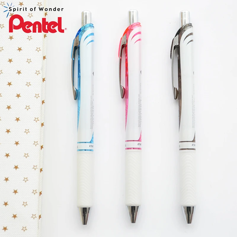 Гелевая ручка с игольчатым наконечником Pentel Energy Gel-0,5 мм, белый корпус, красный/синий/черный, 6 шт./лот, принадлежности для отжима