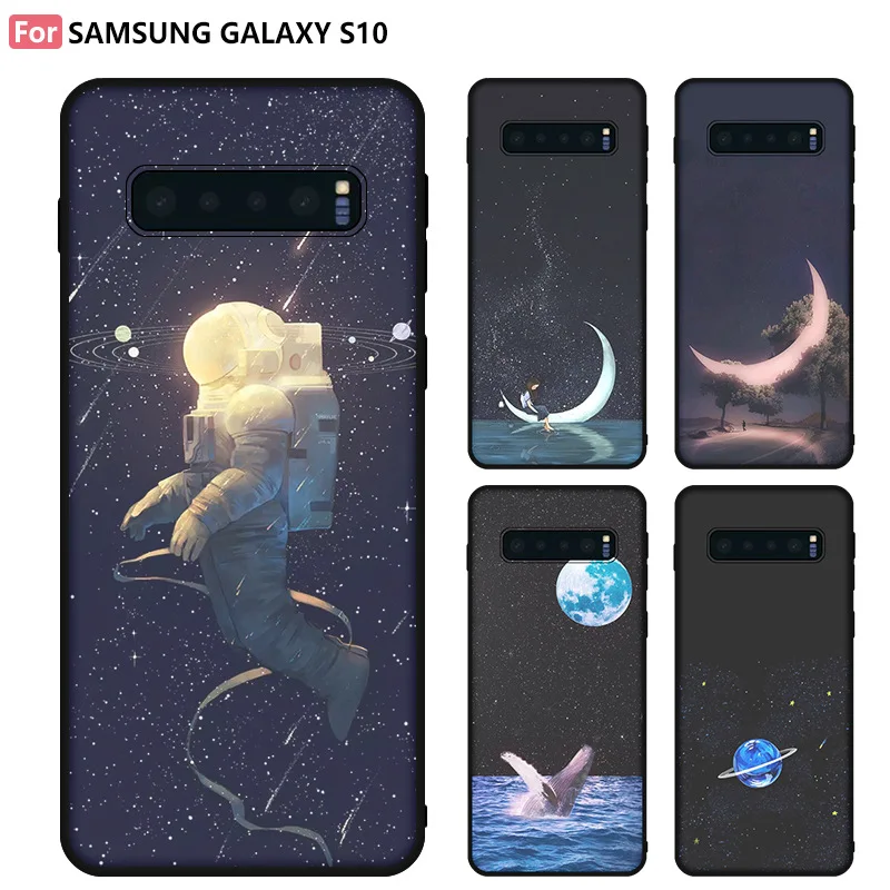 Чехол для Samsung Galaxy S10 Plus Lite Черный матовый чехол с рисунком + Capa Coque Funda | Мобильные