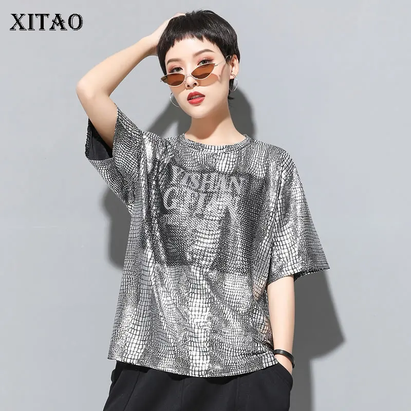 XITAO Street Print Letter Gauze T Shirt Cold Wind Splice Summer Clothes for Women Short Sleeve 2019 New Casual Fashion WLD1978 | Женская