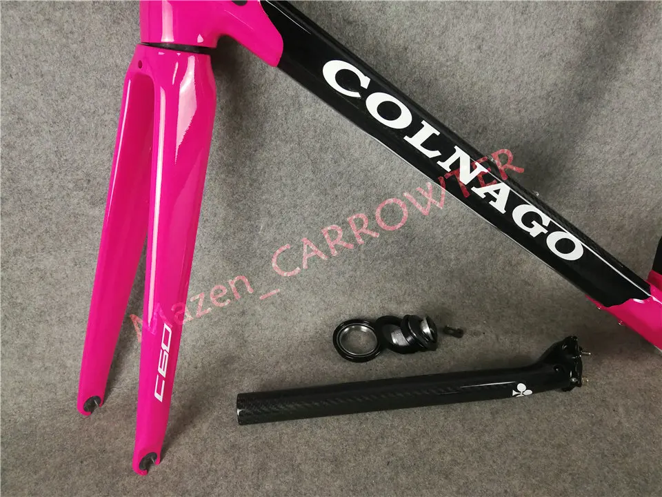 T1000 3K глянцевый темно-розовый черный Colnago C60 карбоновые шоссейные рамы велосипедные рамы с XS/S/M/L/XL на ваш выбор