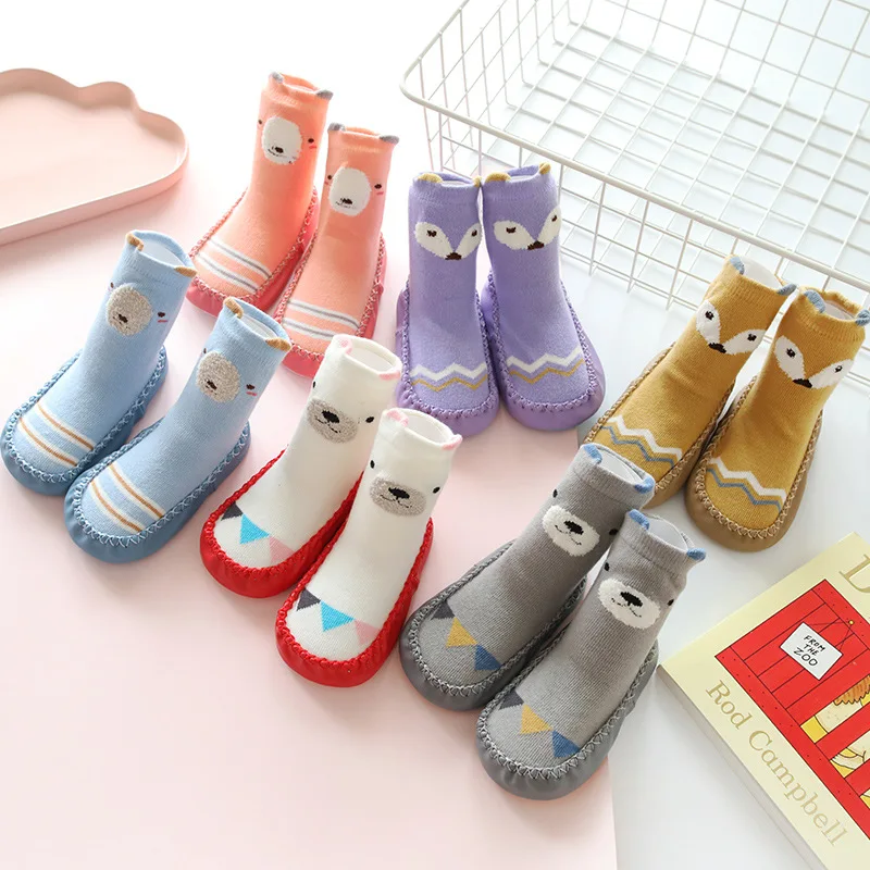 3-24months Cute Fox Baby Socks with Rubber Soles Toddler Knee High Sock Infant Anti Slip Boys Girls Walking Floor | Детская одежда и