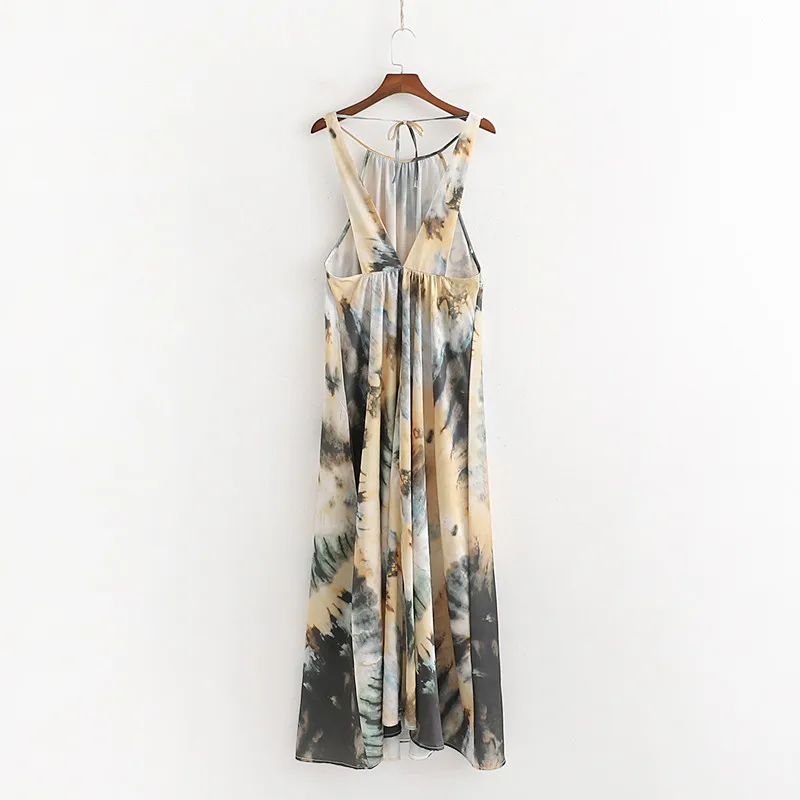 NSZ Tie Dye Платье женское с принтом Длинное Макси летнее платье открытыми плечами