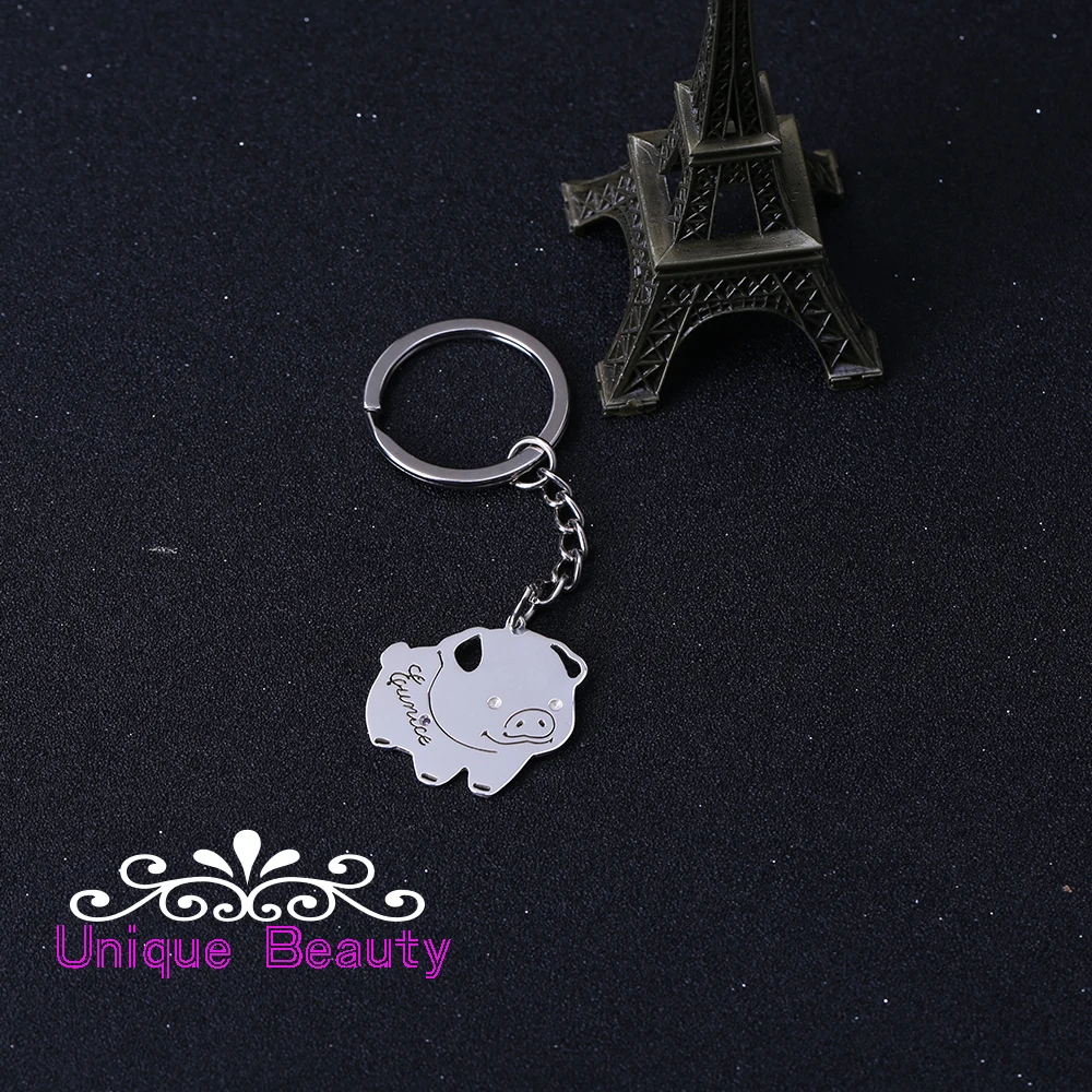 Индивидуальный брелок 925 твердая искусственная Свинья Форма с камнем по месяцу